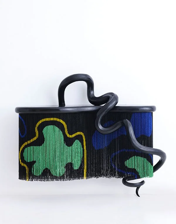 Nyoka (Snake) Bronze, glass beads 137 x 51 x 124 cm